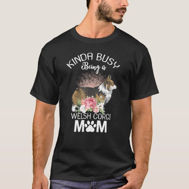 Welsh Corgi Mama Floral Dog Women T-Shirt (Vorderseite)