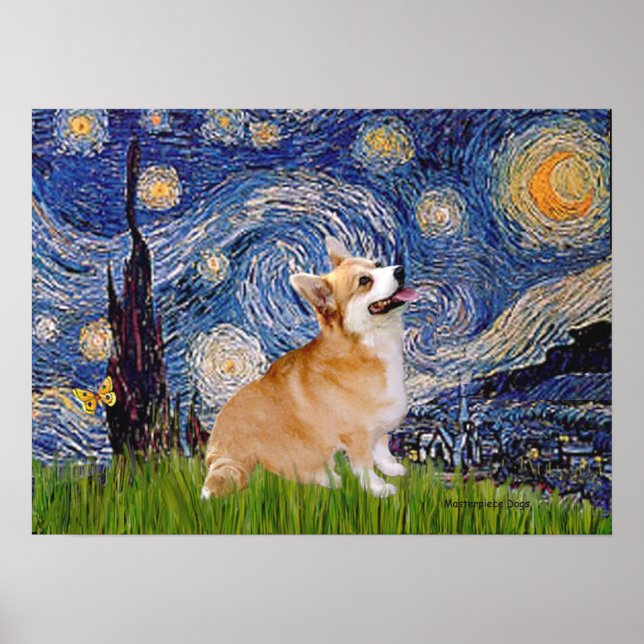 Welsh Corgi Pembroke - Starry Night Poster (Vorne)
