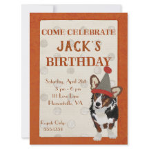 WELSH CORGI POLKADOT Geburtstagseinladung