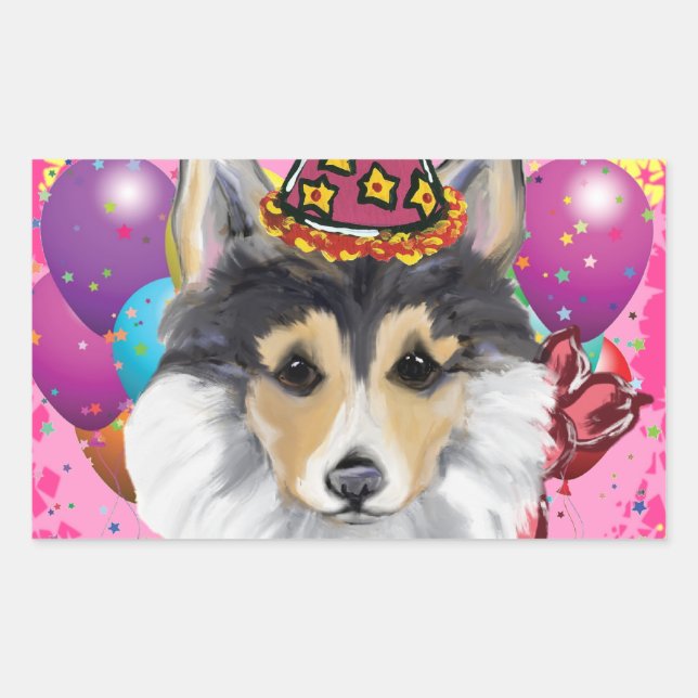 WELSH CORGI RECHTECKIGER AUFKLEBER (Vorderseite)