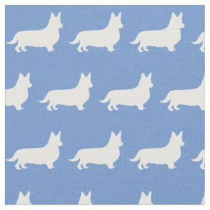 Welsh Corgi Silhouette Pet Pembroke Light Blue Stoff