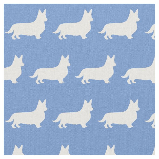 Welsh Corgi Silhouette Pet Pembroke Light Blue Stoff (Nahaufnahme)
