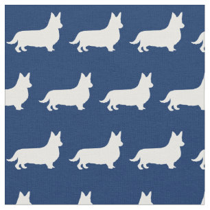 Welsh Corgi Silhouette Pet Pembroke Navy Blue Stoff
