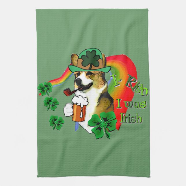 Welsh Corgi St Patricks Day Küchentuch (Vertikal)