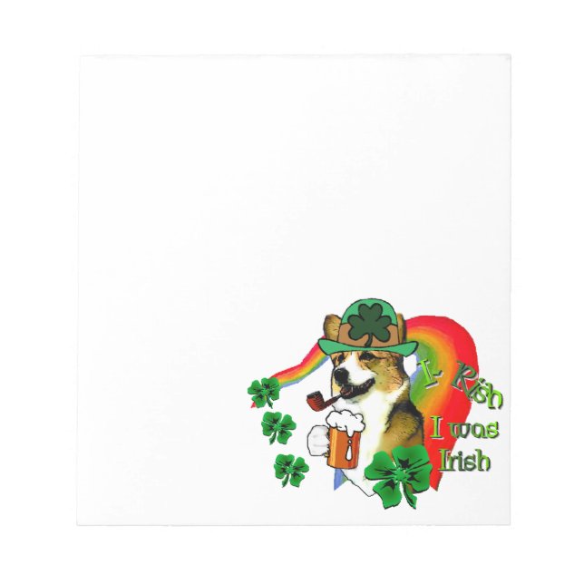 Welsh Corgi St Patricks Day Notizblock (Vorderseite)