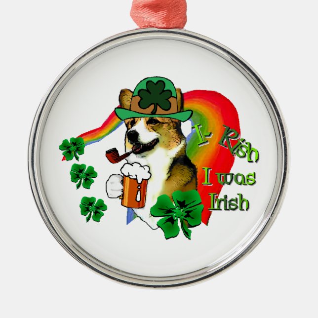 Welsh Corgi St Patricks Day Ornament Aus Metall (Vorne)