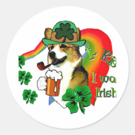 Welsh Corgi St Patricks Day Runder Aufkleber