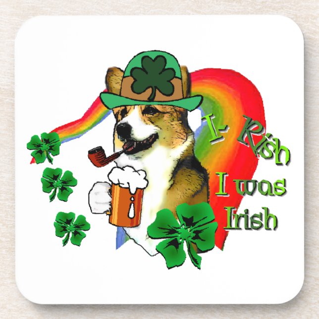 Welsh Corgi St Patricks Day Untersetzer (Vorderseite)