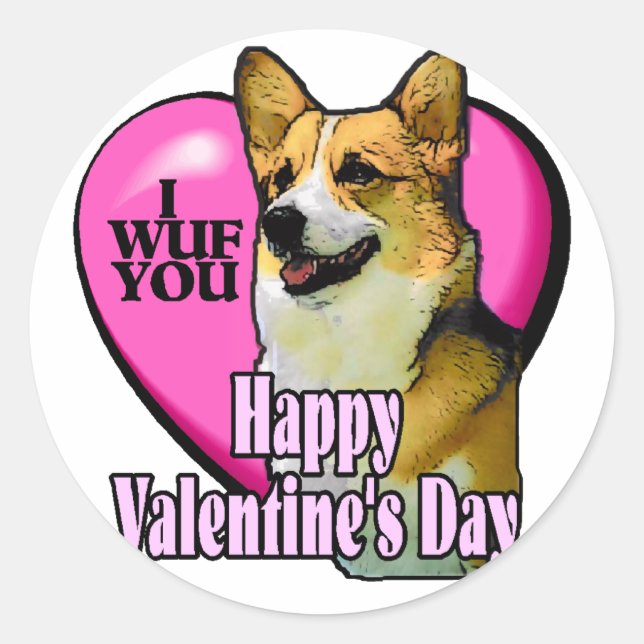 Welsh Corgi Valentine's Day Geschenke Runder Aufkleber (Vorderseite)
