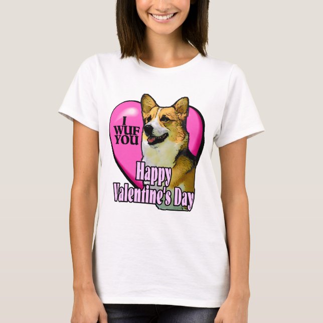 Welsh Corgi Valentine's Day Geschenke T-Shirt (Vorderseite)