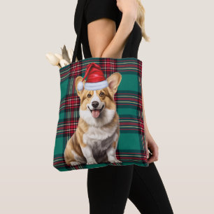 Welsh Corgi Weihnachts Hund Saisonal Grün Kariert