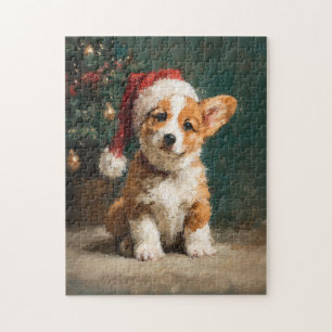 Welsh Corgi Welpen-Weihnachtsbild Puzzle