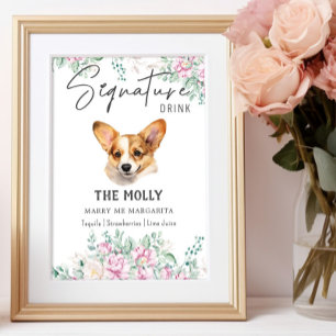 Welsh Corgi Welppy Wedding Signature Drink Sign Poster
