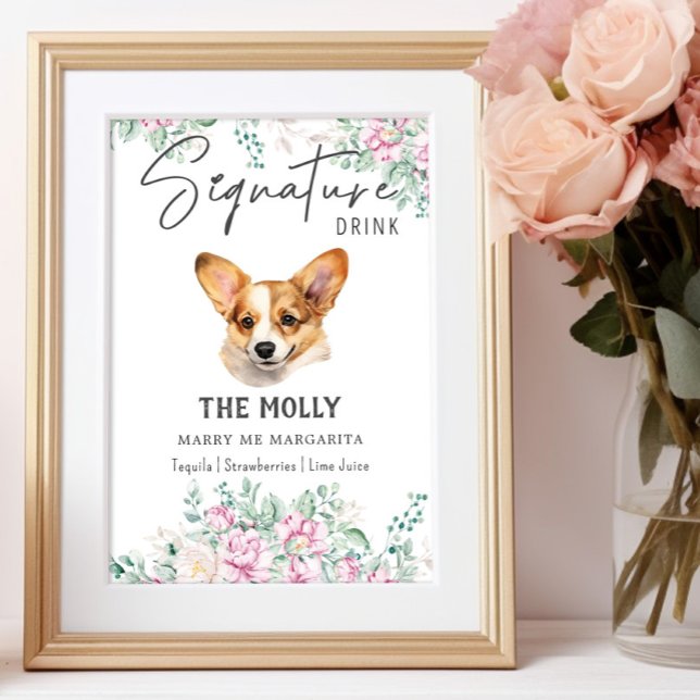 Welsh Corgi Welppy Wedding Signature Drink Sign Poster (Von Creator hochgeladen)