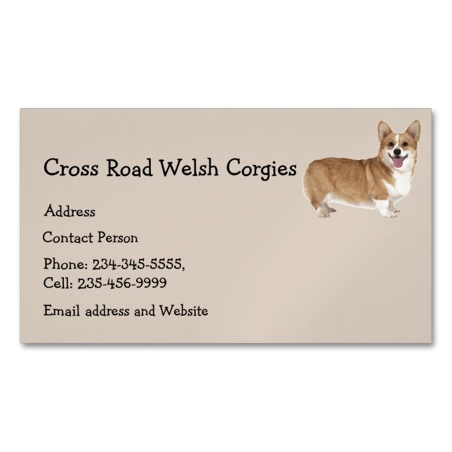 Welsh Corgies Dog Pet Animal Logo Magnetische Visitenkarte (Vorderseite)