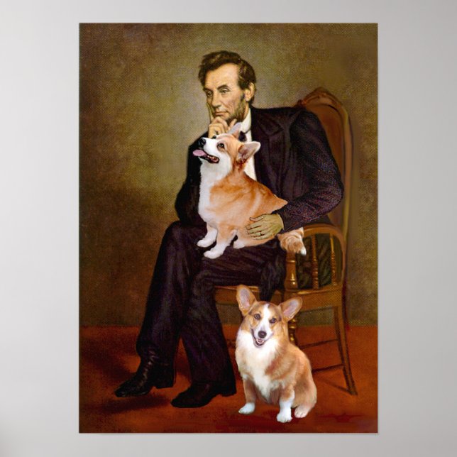 Welsh Corgis Pembroke - zwei - Lincoln Poster (Vorne)