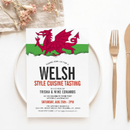 Welsh Cuisine | Party Flag Weißer Einladung
