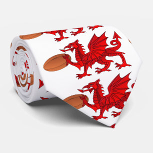 Welsh Drache mit Rugby Ball Neck Tie Krawatte