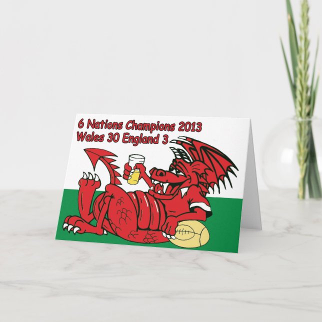 Welsh Dragon, 6 Nations Champions, Wales / England Karte (Vorderseite)