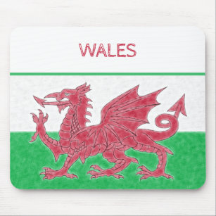 Welsh Dragon Color Pencil Sketch Effect Wales Flag Mousepad