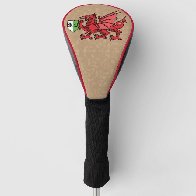 Welsh Dragon Custom Monogram Golf Head Cover Golf Headcover (Vorderseite)