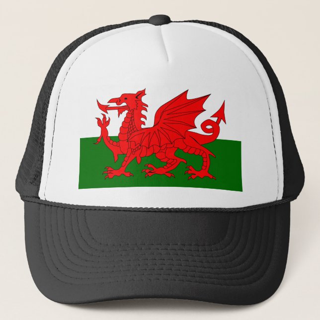 Welsh Dragon Flag Truckerkappe (Vorderseite)