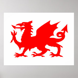 Welsh Dragon Flag, Wales Dragon Flag, England Poster