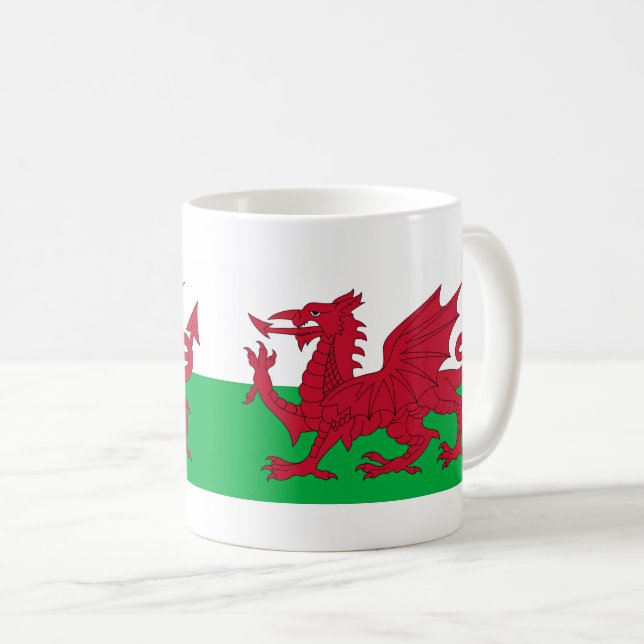 Welsh Dragon ~ Flag Wales Kaffeetasse (VorderseiteRechts)