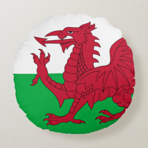 Welsh Dragon ~ Flag Wales Rundes Kissen