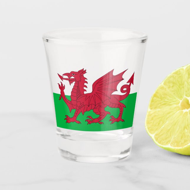 Welsh Dragon ~ Flag Wales Schnapsglas (Vorderseite)