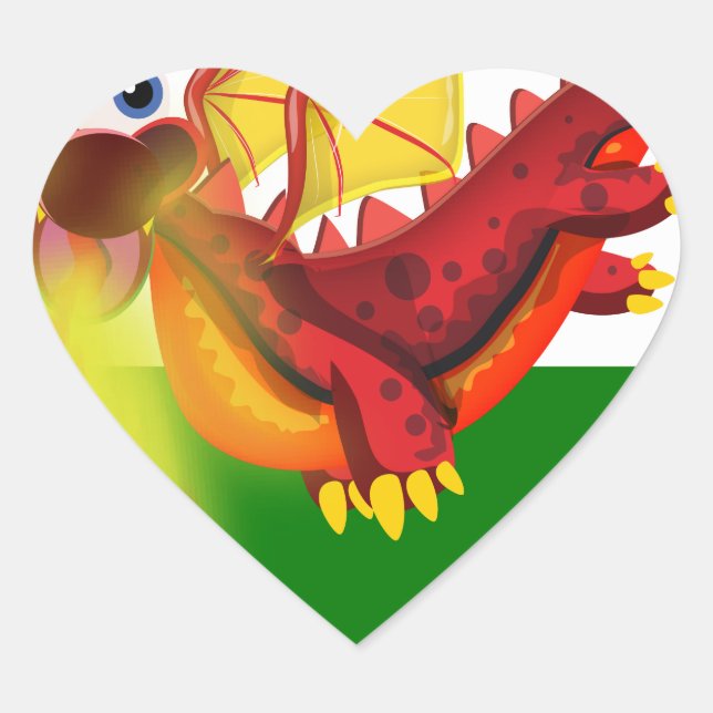 Welsh Dragon Herz-Aufkleber (Vorderseite)
