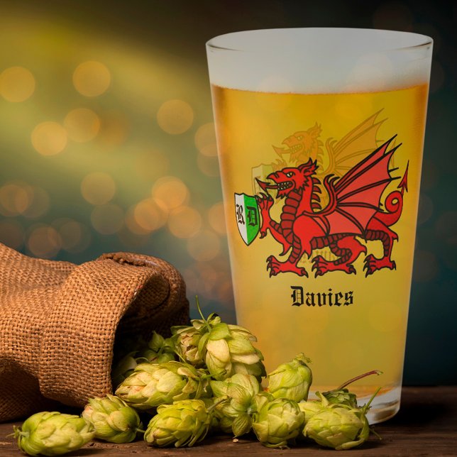 Welsh Dragon Individuelle Name und Monogram Glas (Von Creator hochgeladen)