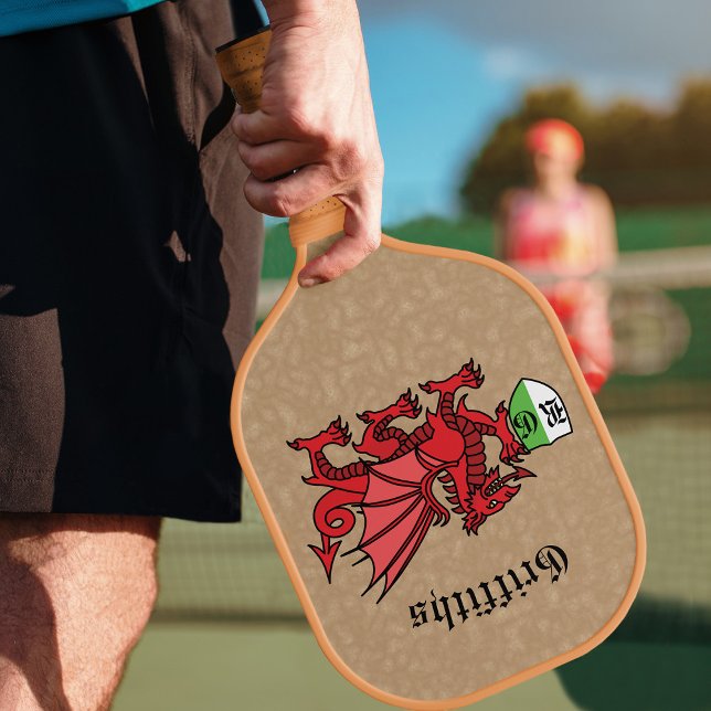 Welsh Dragon Individuelle Name und Monogram Pickleball Schläger (Von Creator hochgeladen)