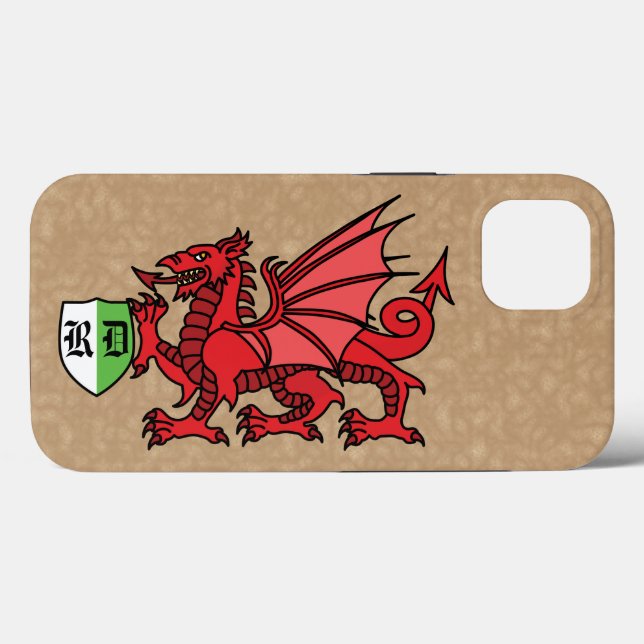 Welsh Dragon Monogram Case-Mate iPhone Hülle (Rückseite (Horizontal))