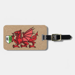 Welsh Dragon Monogram Gepäcktag Gepäckanhänger
