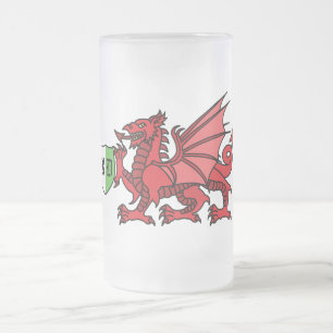 Welsh Dragon Monogram Mattglas Bierglas