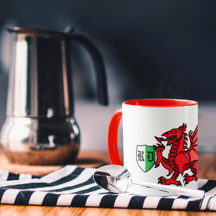 Welsh Dragon Monogram Tasse