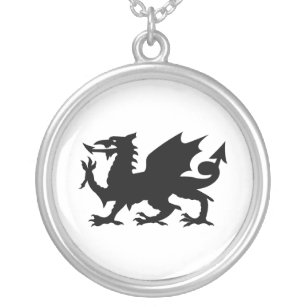 Welsh Dragon Versilberte Kette