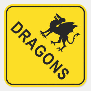 Welsh Dragon Warning Sign Quadratischer Aufkleber