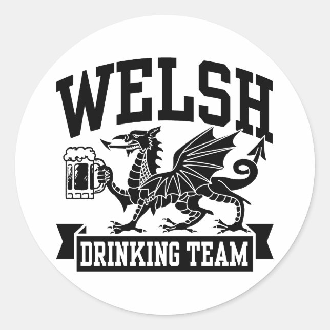 Welsh Drinking Team Runder Aufkleber (Vorderseite)