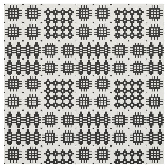 Welsh Faux Tapestry Black and White Pattern Fabric Stoff (Muster)
