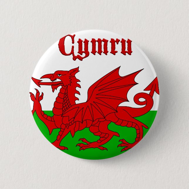 Welsh Flag Cymru Button (Vorderseite)