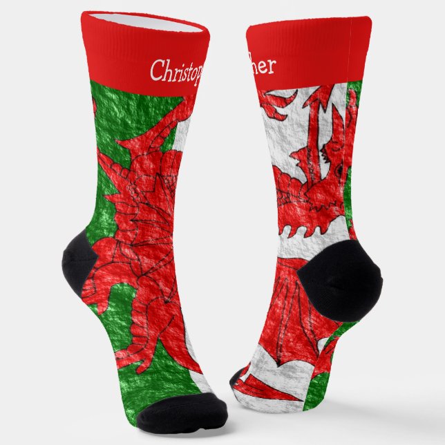 Welsh Flag Design Socken (Gewinkelt)