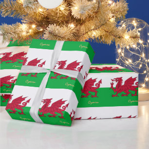 Welsh Flag, Dragon & Wales Geschenke Cymru/sports  Geschenkpapier