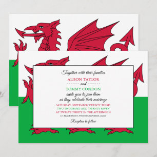 Welsh Flag, Flag Wales Wedding Einladung