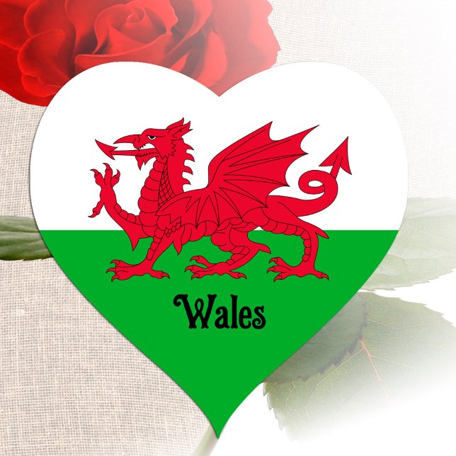 Welsh Flag Heart Sticker, patriotische Wales, Drag Herz-Aufkleber (Von Creator hochgeladen)