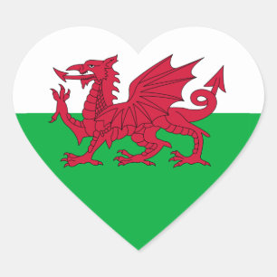 Welsh Flag Heftsticker Herz-Aufkleber