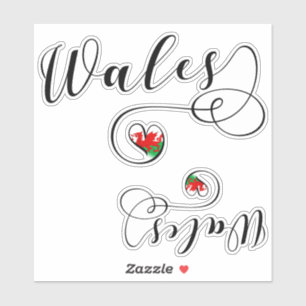 Welsh Flag Herz, Wales Sticker