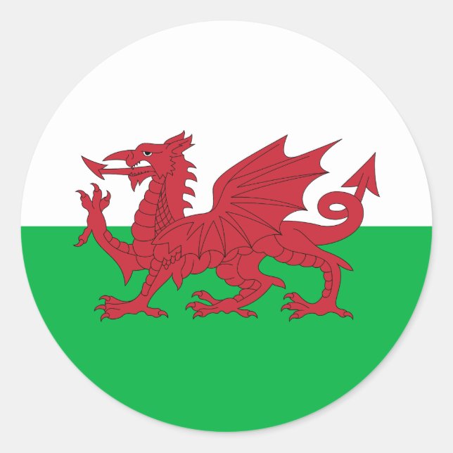 Welsh Flag Runder Aufkleber (Vorderseite)