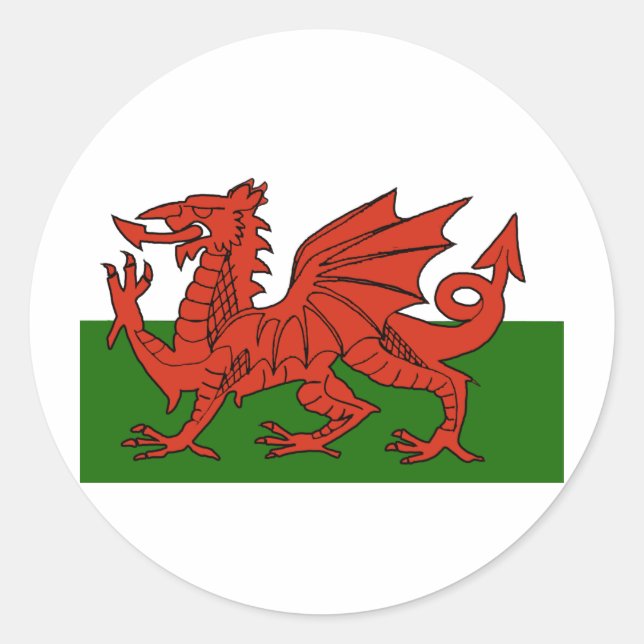Welsh Flag Runder Aufkleber (Vorderseite)
